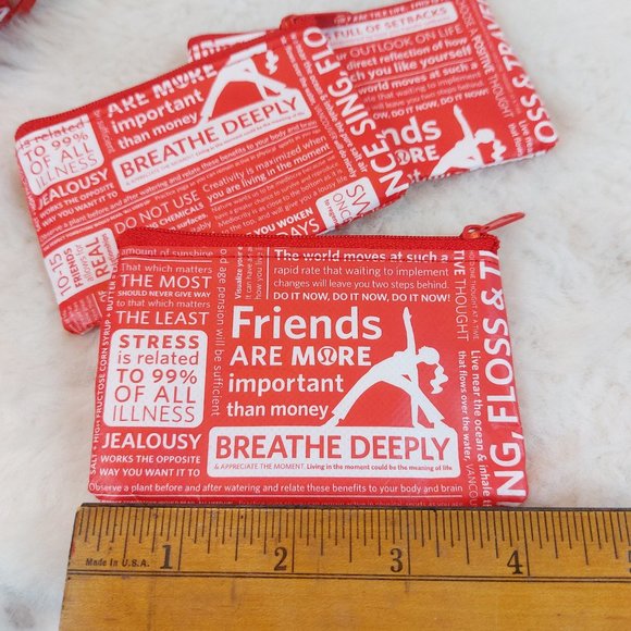 Lululemon Red Slogan Zipper Closure Coin/Card Holder Pouch - Picture 6 of 9